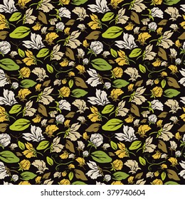 Elegant seamless pattern with hand drawn decorative sweet pea flowers, design elements. Floral pattern for wedding invitations, greeting cards, scrapbooking, print, gift wrap, manufacturing.