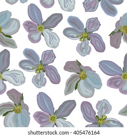 Elegant seamless pattern with hand drawn decorative cherry blossom flowers, design elements