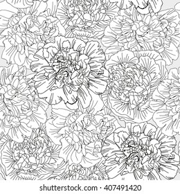 Elegant seamless pattern with hand drawn decorative peony flowers, design elements. Floral pattern for invitations, cards, scrapbooking, print, gift wrap, fabric