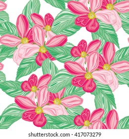 Elegant seamless pattern with hand drawn decorative cherry blossom flowers, design elements. Floral pattern for wedding invitations, greeting cards, scrapbooking, print, gift wrap, manufacturing