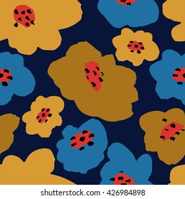Elegant seamless pattern with hand drawn decorative poppy flowers.