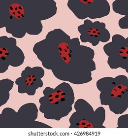 Elegant seamless pattern with hand drawn decorative poppy flowers.