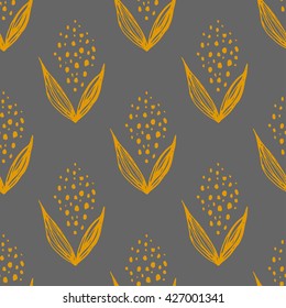 Elegant seamless pattern with hand drawn decorative lily of the valley flowers.