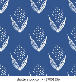 Elegant seamless pattern with hand drawn decorative lily of the valley flowers.