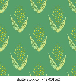 Elegant seamless pattern with hand drawn decorative lily of the valley flowers.