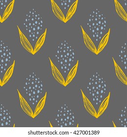 Elegant seamless pattern with hand drawn decorative lily of the valley flowers.
