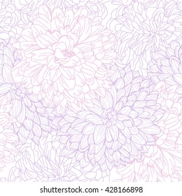 Elegant seamless pattern with hand drawn decorative chrysanthemum flowers, design elements. Floral pattern for wedding invitations, greeting cards, scrapbooking, print, gift wrap, manufacturing.