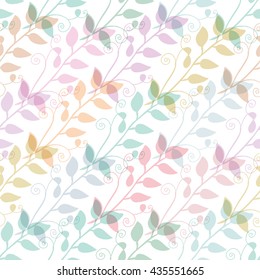 Elegant seamless pattern with hand drawn decorative leaves, design elements. Floral pattern for invitations, greeting cards, scrapbooking, print, gift wrap, manufacturing