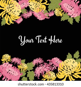 Elegant seamless pattern with hand drawn decorative flowers in pink and yellow chrysanthemums. Flower  for wedding invitations, greeting cards, scrapbooking, stamp, gift packaging, manufacturing.