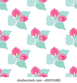 Elegant seamless pattern with hand drawn decorative calla flowers, design elements. Floral pattern for wedding invitations, greeting cards, scrapbooking, print, gift wrap, manufacturing.