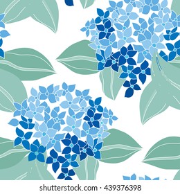 Elegant seamless pattern with hand drawn decorative hydrangea flowers, design elements. Floral pattern for wedding invitations, greeting cards, scrapbooking, print, gift wrap, manufacturing.