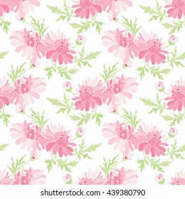 Elegant seamless pattern with hand drawn decorative chrysanthemum flowers, design elements. Floral pattern for wedding invitations, greeting cards, scrapbooking, print, gift wrap, manufacturing.