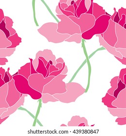 Elegant seamless pattern with hand drawn decorative rose flowers, design elements. Floral pattern for wedding invitations, greeting cards, scrapbooking, print, gift wrap, manufacturing.