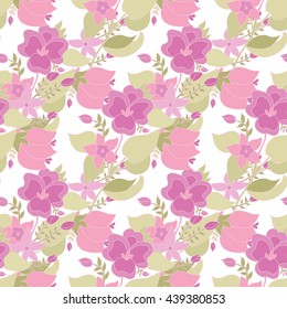 Elegant seamless pattern with hand drawn decorative flowers, design elements. Floral pattern for wedding invitations, greeting cards, scrapbooking, print, gift wrap, manufacturing.