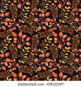 Elegant seamless pattern with hand drawn decorative leaves, design elements. Floral pattern for invitations, greeting cards, scrapbooking, print, gift wrap, manufacturing