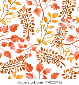 Elegant seamless pattern with hand drawn decorative leaves, design elements. Floral pattern for invitations, greeting cards, scrapbooking, print, gift wrap, manufacturing