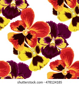 Elegant seamless pattern with hand drawn pansy flowers, design elements. Can be used for wedding invitations, greeting cards, scrapbooking, print, gift wrap, manufacturing. All elements are editable