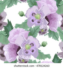 Elegant seamless pattern with hand drawn poppy flowers, design elements. Can be used for wedding invitations, greeting cards, scrapbooking, print, gift wrap, manufacturing. All elements are editable