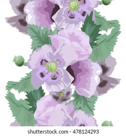 Elegant seamless pattern with hand drawn poppy flowers, design elements. Can be used for wedding invitations, greeting cards, scrapbooking, print, gift wrap, manufacturing. All elements are editable