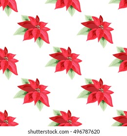 Elegant seamless pattern with hand drawn poinsettia flowers. Can be used for winter holiday invitations, greeting cards, scrapbooking, print, gift wrap, manufacturing. All elements are editable