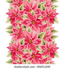 Elegant seamless pattern with hand drawn poinsettia flowers. Can be used for winter holiday invitations, greeting cards, scrapbooking, print, gift wrap, manufacturing. All elements are editable