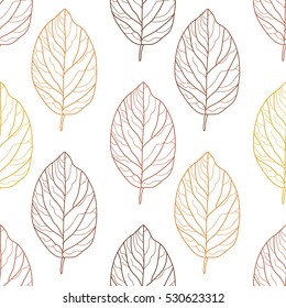 Elegant seamless pattern with hand drawn decorative leaves, design elements. Floral pattern for invitations, greeting cards, scrapbooking, print, gift wrap, manufacturing