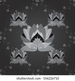 Elegant seamless pattern with hand drawn decorative lotus flowers, design elements. Floral pattern for wedding invitations, greeting cards, scrapbooking, print, gift wrap, manufacturing. Radial shape.