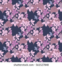 Elegant seamless pattern with hand drawn decorative lilac flowers, design elements. Floral pattern for wedding invitations, greeting cards, scrapbooking, print, gift wrap, manufacturing.