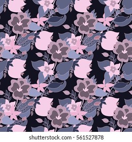 Elegant seamless pattern with hand drawn decorative flowers, design elements. Floral pattern for wedding invitations, greeting cards, scrapbooking, print, gift wrap, manufacturing.