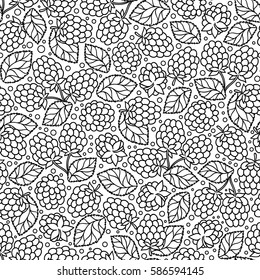 Elegant seamless pattern with hand drawn decorative raspberries, design elements. Can be used for invitations, greeting cards,coloring book, gift wrap, manufacturing. Food background