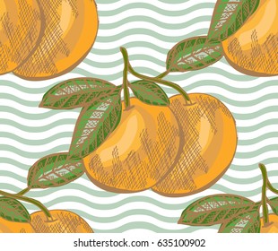 Elegant seamless pattern with hand drawn decorative grapefruits, design elements. Can be used for invitations, cards, scrapbooking, print, gift wrap, manufacturing. Food background. Editable