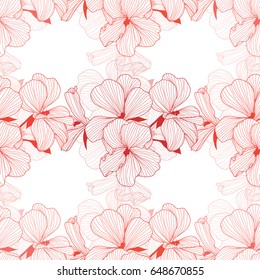 Elegant seamless pattern with hand drawn decorative geranium flowers, design elements.Floral pattern for wedding invitations, greeting cards, wallpapers, scrapbooking, print, gift wrap, manufacturing