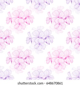 Elegant seamless pattern with hand drawn decorative geranium flowers, design elements.Floral pattern for wedding invitations, greeting cards, wallpapers, scrapbooking, print, gift wrap, manufacturing