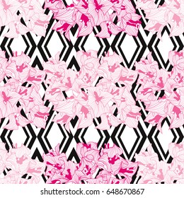Elegant seamless pattern with hand drawn decorative flowers, design elements.Floral pattern for wedding invitations, greeting cards, wallpapers, scrapbooking, print, gift wrap, manufacturing.