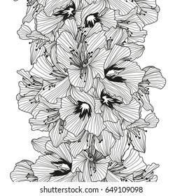 Elegant seamless pattern with hand drawn decorative geranium flowers, design elements. Floral pattern for invitations, cards, wallpapers, print, gift wrap, manufacturing.