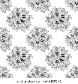 Elegant seamless pattern with hand drawn decorative geranium flowers, design elements. Floral pattern for invitations, cards, wallpapers, print, gift wrap, manufacturing.