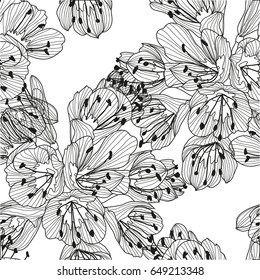 Elegant seamless pattern with hand drawn decorative flowers, design elements.Floral pattern for wedding invitations, greeting cards, wallpapers, scrapbooking, print, gift wrap, manufacturing.