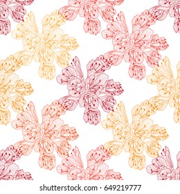 Elegant seamless pattern with hand drawn decorative flowers, design elements. Floral pattern for wedding invitations, greeting cards, wallpapers, scrapbooking, print, gift wrap, manufacturing