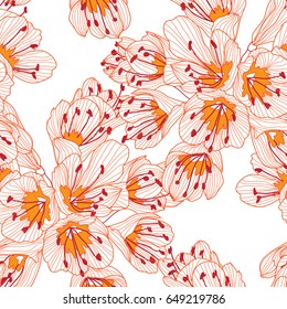 Elegant seamless pattern with hand drawn decorative flowers, design elements. Floral pattern for wedding invitations, greeting cards, wallpapers, scrapbooking, print, gift wrap, manufacturing