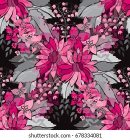 Elegant seamless pattern with hand drawn decorative flowers, design elements. Floral pattern for wedding invitations, greeting cards, wallpapers, scrapbooking, print, gift wrap, manufacturing.