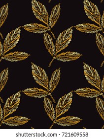 Elegant seamless pattern with hand drawn decorative leaves, design elements. Floral pattern for invitations, cards, wallpapers, print, gift wrap, manufacturing, fabrics. Embroidery style