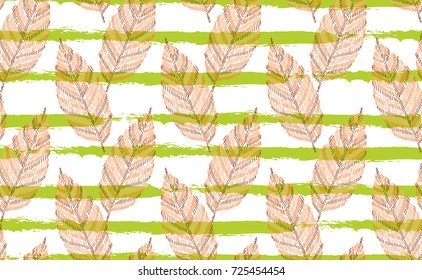 Elegant seamless pattern with hand drawn decorative leaves, design elements. Floral pattern for invitations, cards, wallpapers, print, gift wrap, manufacturing, fabrics. Embroidery style