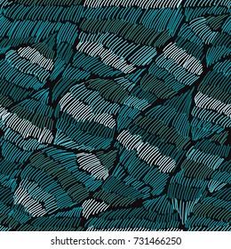 Elegant seamless pattern with hand drawn decorative waves, design elements. Abstract pattern for invitations, cards, wallpapers, print, gift wrap, manufacturing, fabrics. Embroidery style.