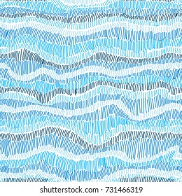 Elegant seamless pattern with hand drawn decorative waves, design elements. Abstract pattern for invitations, cards, wallpapers, print, gift wrap, manufacturing, fabrics. Embroidery style.