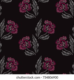 Elegant seamless pattern with hand drawn decorative flowers, design elements. Floral pattern for invitations, cards, wallpapers, print, gift wrap, manufacturing, fabrics. Embroidery style