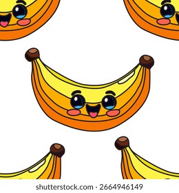 Elegant seamless pattern with happy bananas, design elements. Fruit pattern for invitations, cards, print, gift wrap, manufacturing, textile, fabric, wallpapers