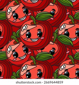 Elegante patrón sin fisuras con manzanas rojas felices, Elementos de diseño. Patrón de frutas para invitaciones, tarjetas, impresión, envoltura de regalo, fabricación, textil, tela, Fondos de pantalla