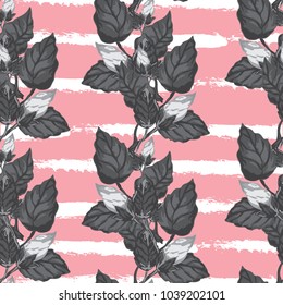 Elegant seamless pattern with hibiscus flowers, design elements. Floral tropical pattern for invitations, cards, print, gift wrap, manufacturing, textile, fabric, wallpapers