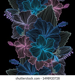 Elegant seamless pattern with hibiscus flowers, design elements. Floral  pattern for invitations, cards, print, gift wrap, manufacturing, textile, fabric, wallpapers