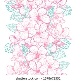 Elegant seamless pattern with hibiscus flowers, design elements. Floral  pattern for invitations, cards, print, gift wrap, manufacturing, textile, fabric, wallpapers